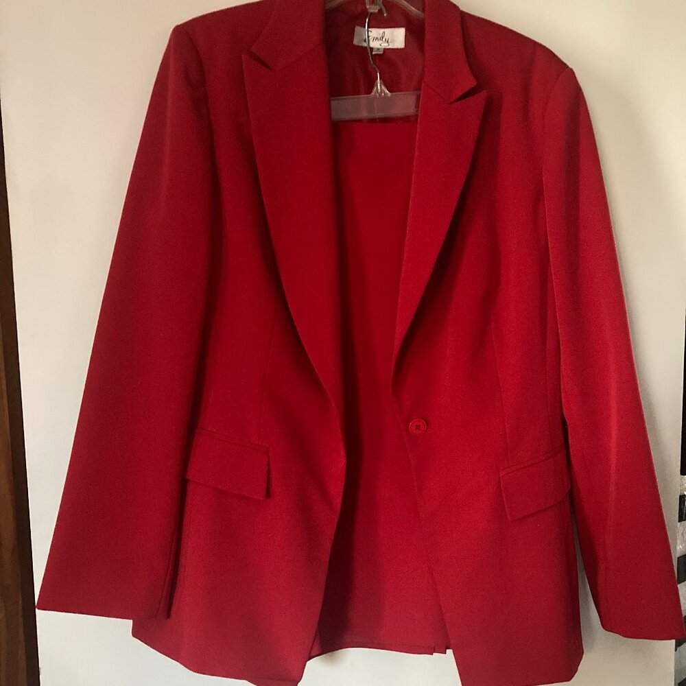 Emily 2 piece Red Outfit, Jacket and Skirt Size 14